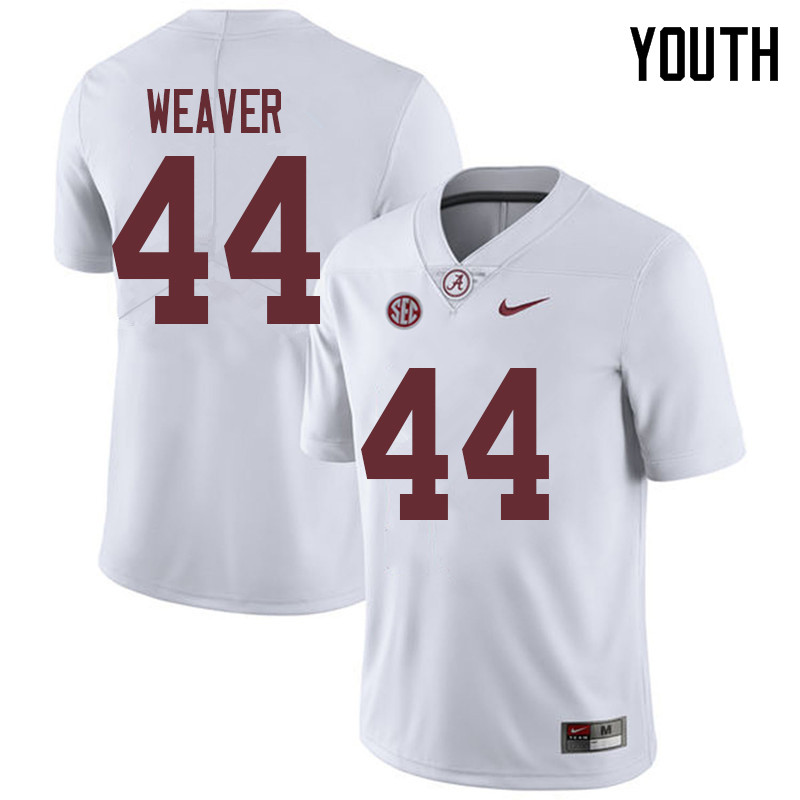 Alabama Crimson Tide Youth Cole Weaver #44 White NCAA Nike Authentic Stitched 2018 College Football Jersey XC16H26PF